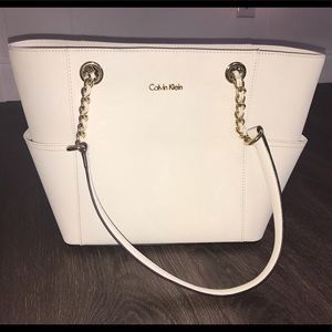 Calvin Klein white and gold shoulder bag